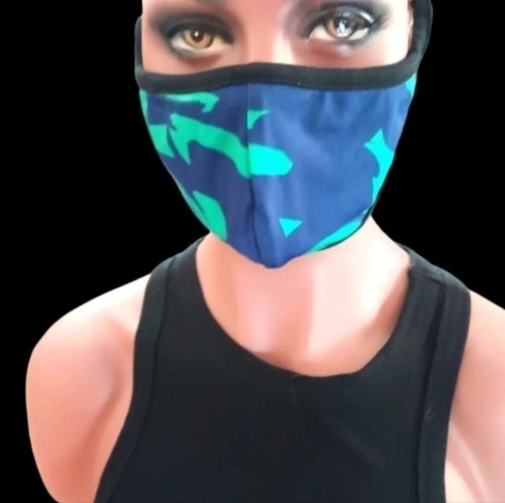 Unisex Blue Green Face Mask Breathable Lightweight